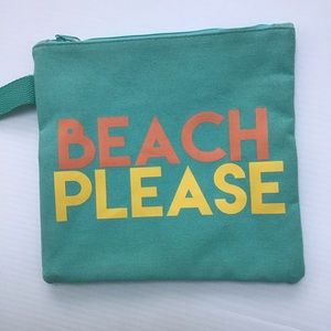 BEACH PLEASE Cosmetic Makeup Zipper Pouch Bag Green